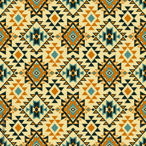 Retro color tribal Navajo vector seamless pattern. Aztec fancy abstract geometric art print. Ethnic hipster backdrop. Wallpaper, cloth design, fabric, paper, cover, textile, weave, wrapping.