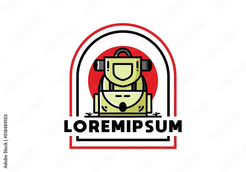 Simple camping bag illustration design