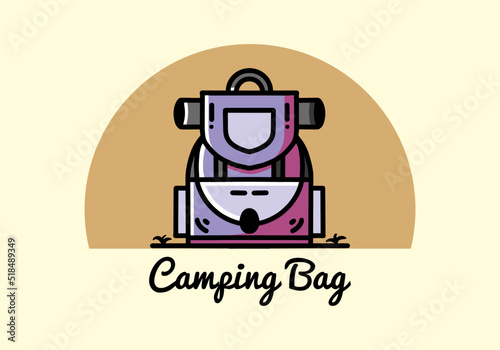 Simple camping bag illustration design