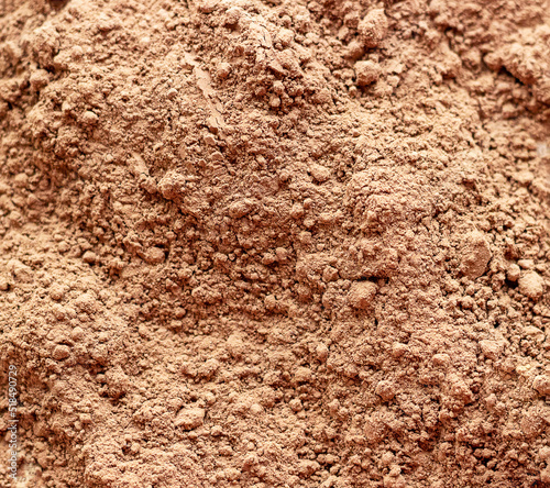 Close up of the scattered cocoa powder