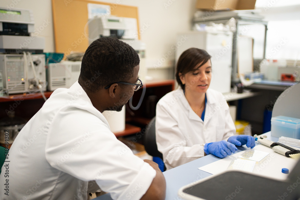 Multiracial Scientists Researching In The Laboratory. Multiracial Scientists Researching In The Laboratory.