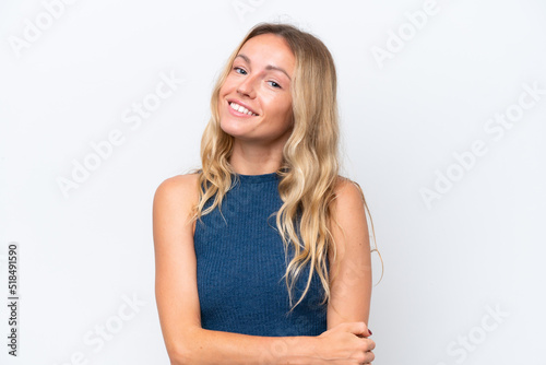 Young Russian woman isolated on white background laughing © luismolinero