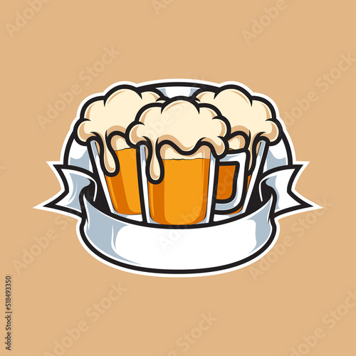 BEER GLASS OKTOBERFEST RIBBON LOGO
