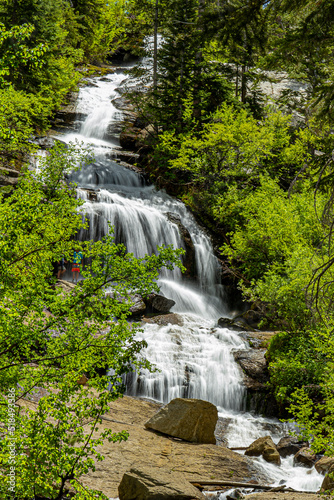 A cascading waterfall in the Sierra Nevadas
