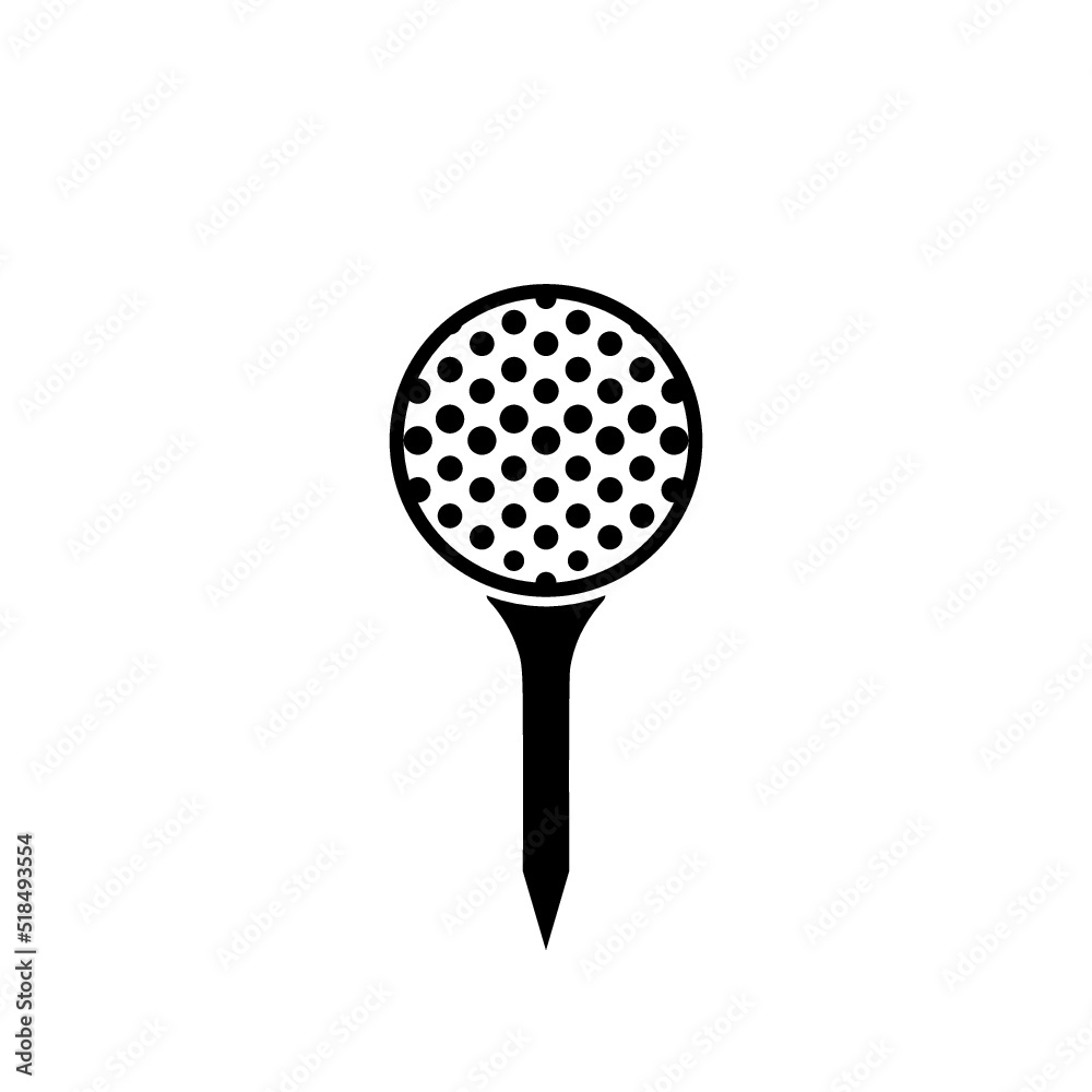 Golf ball on tee icon isolated on white background Golf ball on tee icon isolated on white background