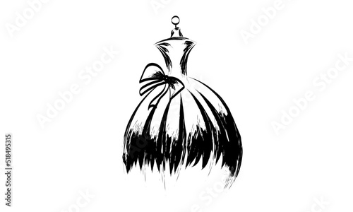 Dummy dress silhouette hand drawing illustration vector