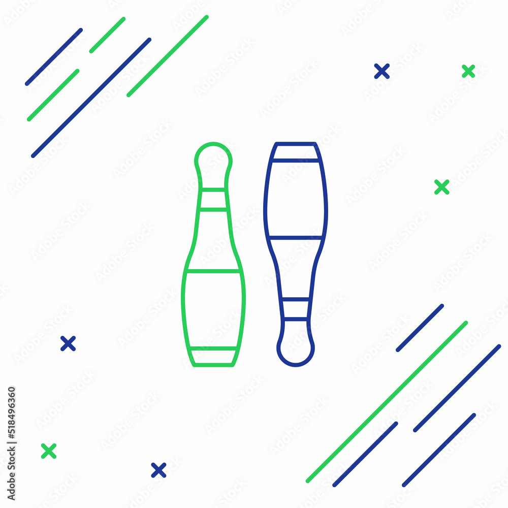Line Bowling pin icon isolated on white background. Juggling clubs, circus skittles. Colorful outline concept. Vector
