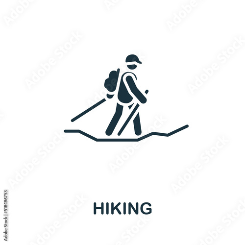 Hiking icon. Monochrome simple line Outdoor Recreation icon for templates, web design and infographics