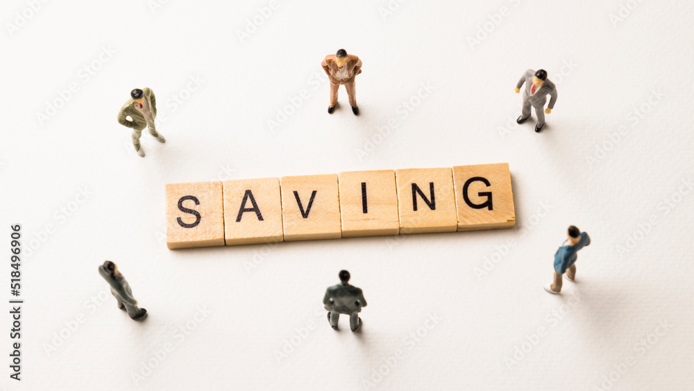 businessman figures at saving words