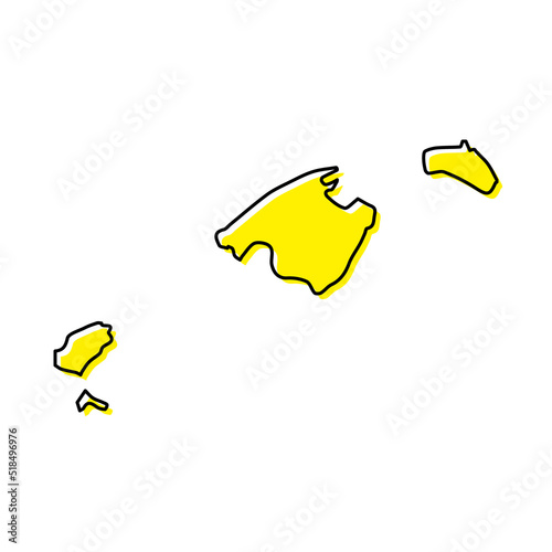 Tableau sur toile Simple outline map of Balearic Islands is a region of Spain