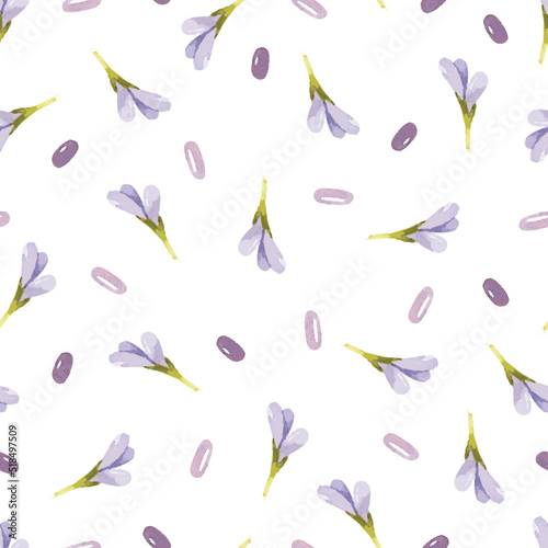 Mauve flowers watercolor seamless pattern