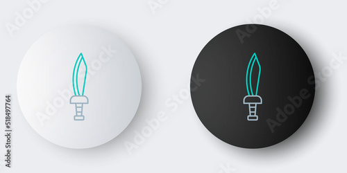 Line Pirate sword icon isolated on grey background. Sabre sign. Colorful outline concept. Vector