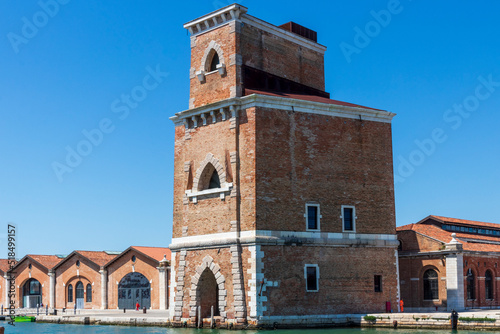Venice Italy. 06-14-2022. Tower in arsenal in Venice Italy