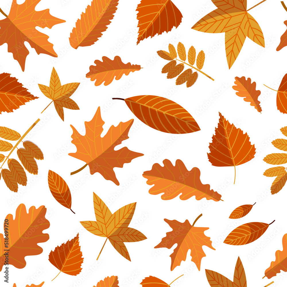 Vector pattern with yellow autumn leaves mix Vector pattern with yellow autumn leaves mix