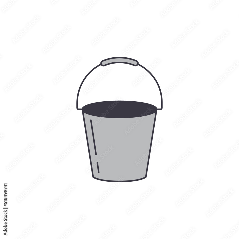 Bucket, pail icon in color, isolated on white background Bucket, pail icon in color, isolated on white background