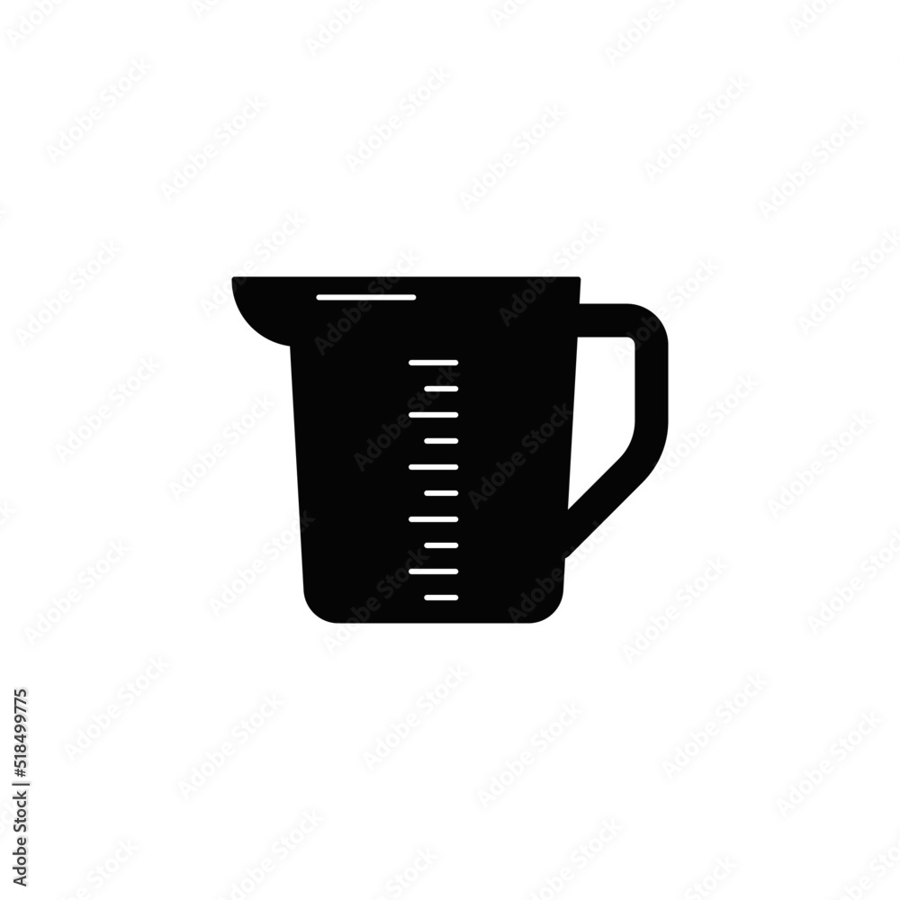 measuring jug icon in black flat glyph, filled style isolated on white background measuring jug icon in black flat glyph, filled style isolated on white background