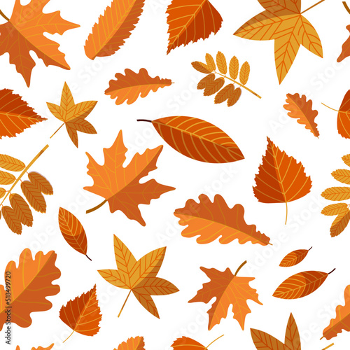 Vector pattern with yellow autumn leaves mix