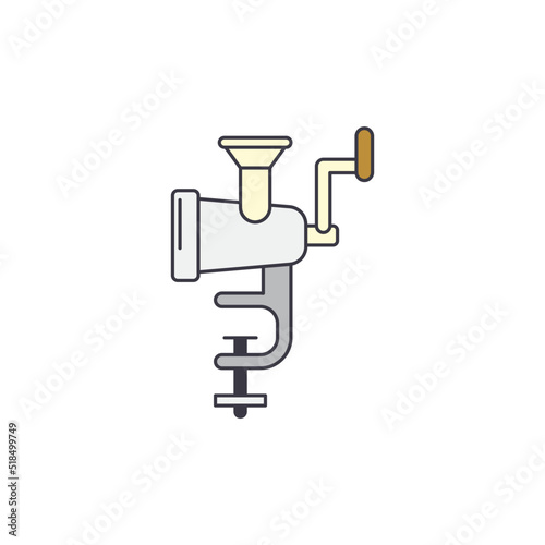 Food mincer, meat chopper, meat grinder icon in color, isolated on white background 