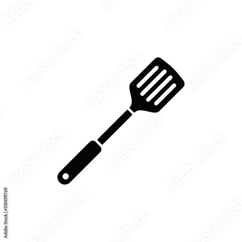 slotted spatula, turner spatula icon in black flat glyph, filled style isolated on white background