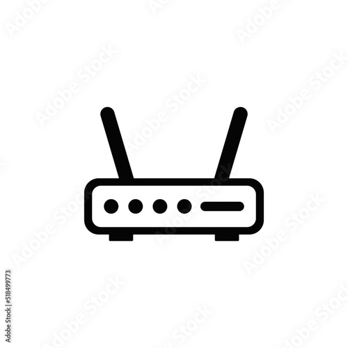 wifi router, wifi modem icon in black flat glyph, filled style isolated on white background