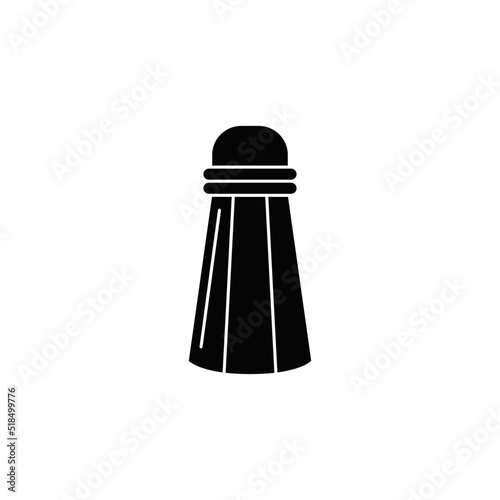 Pepper mill, pepper shakers, salt shakers icon in black flat glyph, filled style isolated on white background