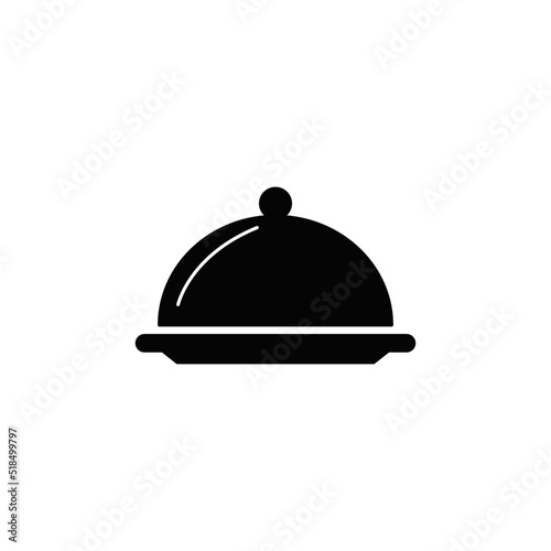 Food platter icon in black flat glyph, filled style isolated on white background