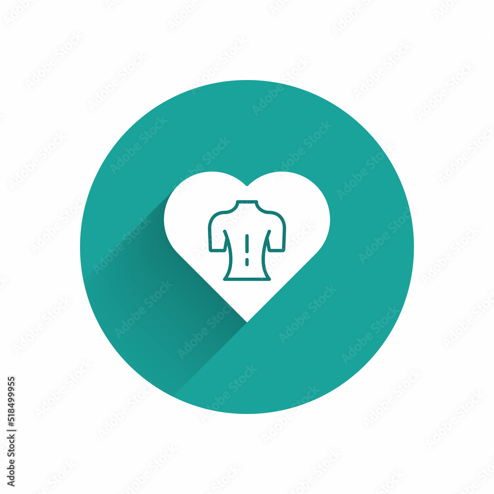 White Massage icon isolated with long shadow. Relaxing, leisure. Green circle button. Vector White Massage icon isolated with long shadow. Relaxing, leisure. Green circle button. Vector