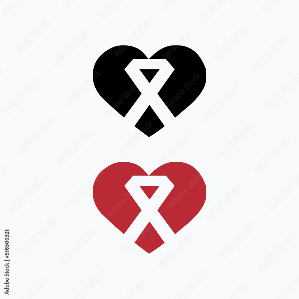 Grief icon vector logo on heart background Grief icon vector logo on heart background