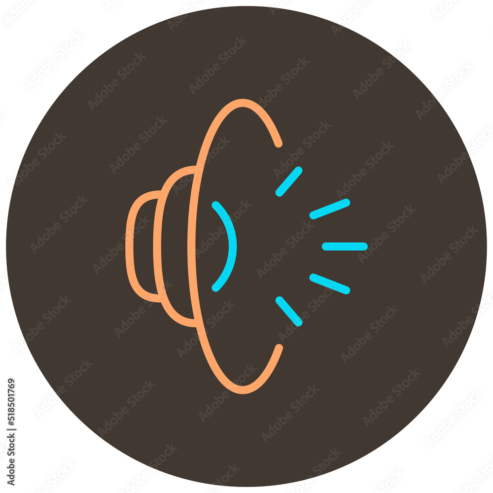 volume speaker two color icon outline on dark brown round background