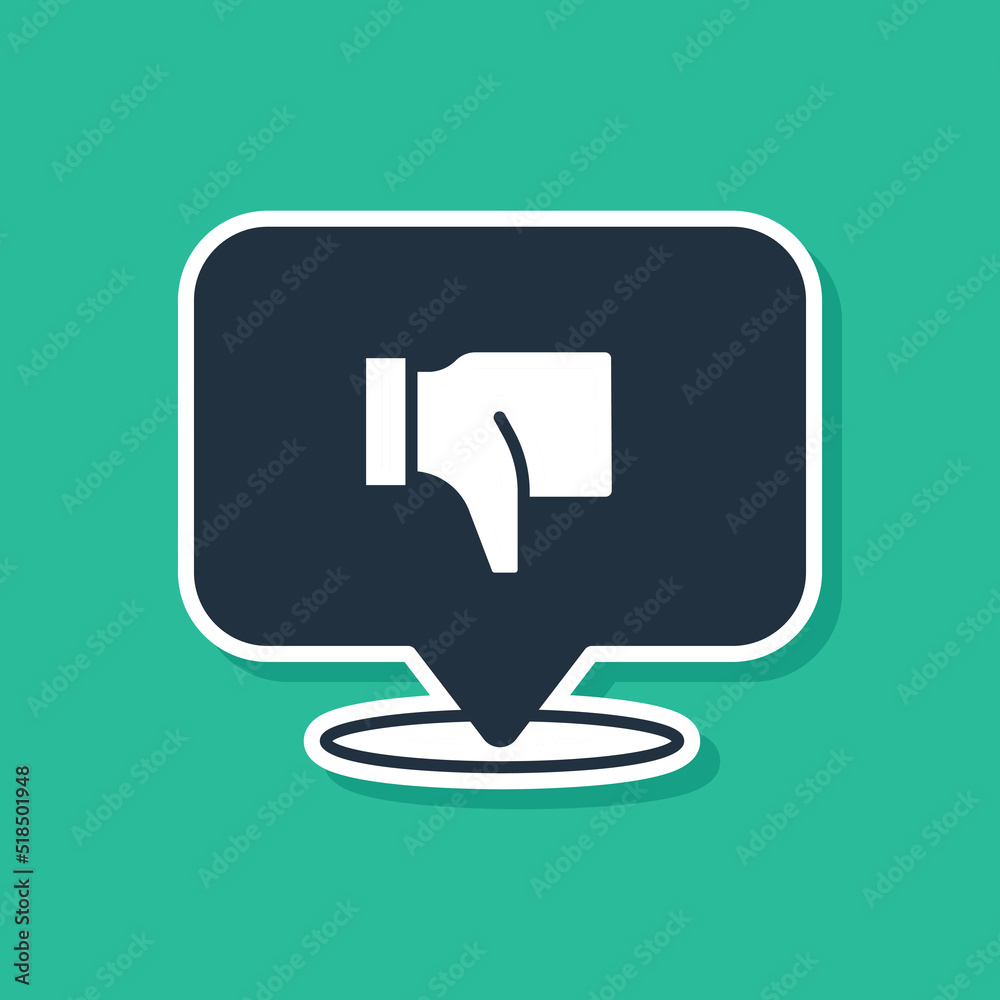 Blue Dislike in speech bubble icon isolated on green background. Vector Blue Dislike in speech bubble icon isolated on green background. Vector