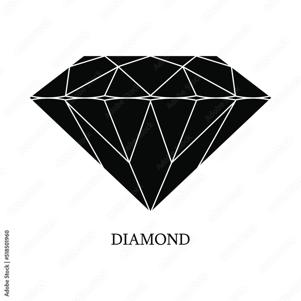 Illustration front view diamond logo design with white background Illustration front view diamond logo design with white background