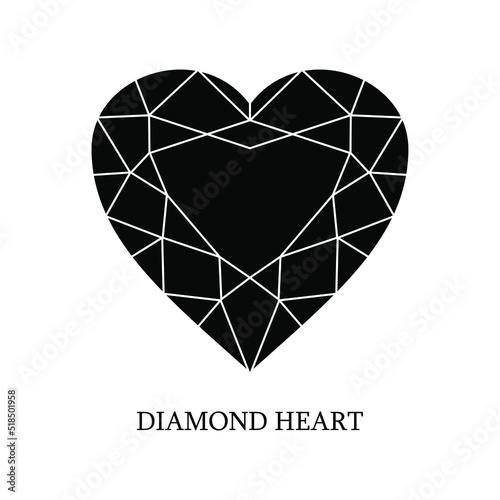 Illustration heart diamond logo design with white background