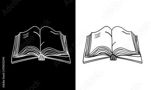 Open book on black or white background. back to school