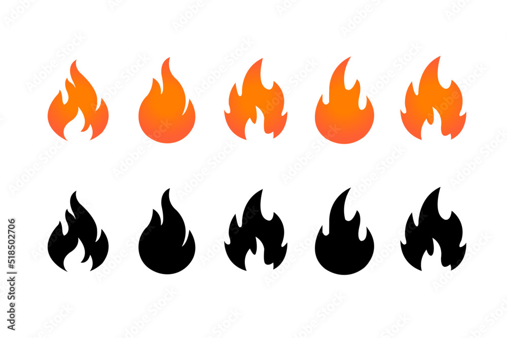 Set of fire flame. Set of fire flame. Vector illustration Set of fire flame. Set of fire flame. Vector illustration
