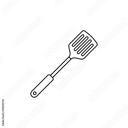 slotted spatula, turner spatula icon in line style icon, isolated on white background