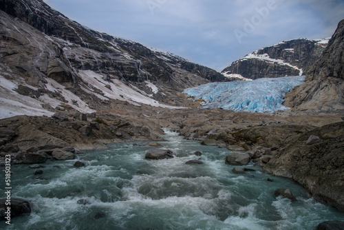 a glacial river beneath the melting glacier of Patagonia.