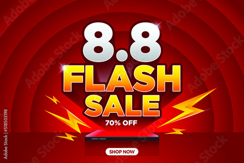 Flash Sale Shopping banner with Thunder sales banner template design for social media and website.Limited Only time and Flash Sale campaign