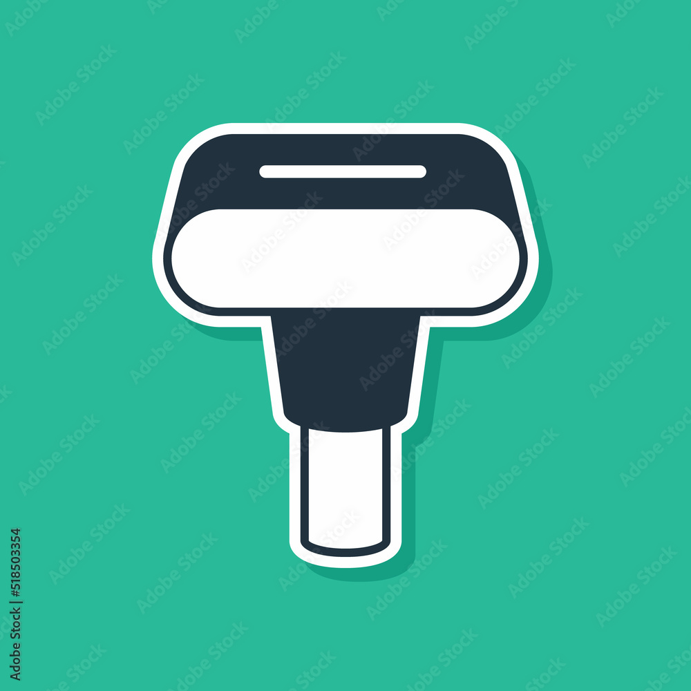 Blue Portable home and travel garment steamer for clothes icon isolated on green background. Vector