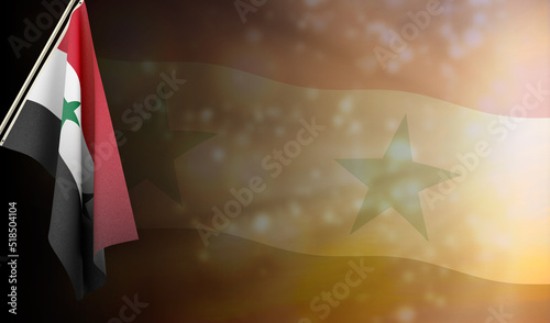 Syria flag with shiny flag backgorund. use for national day and country national events.