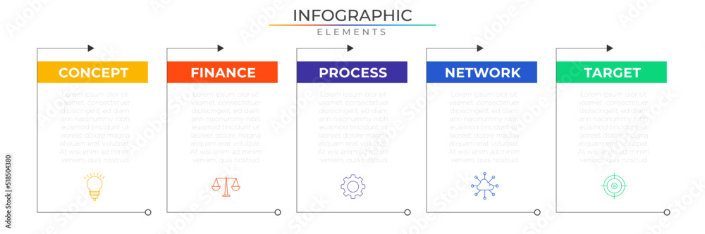 Simple infographic elements concept design vector with icons. Business workflow network project template for presentation and report.