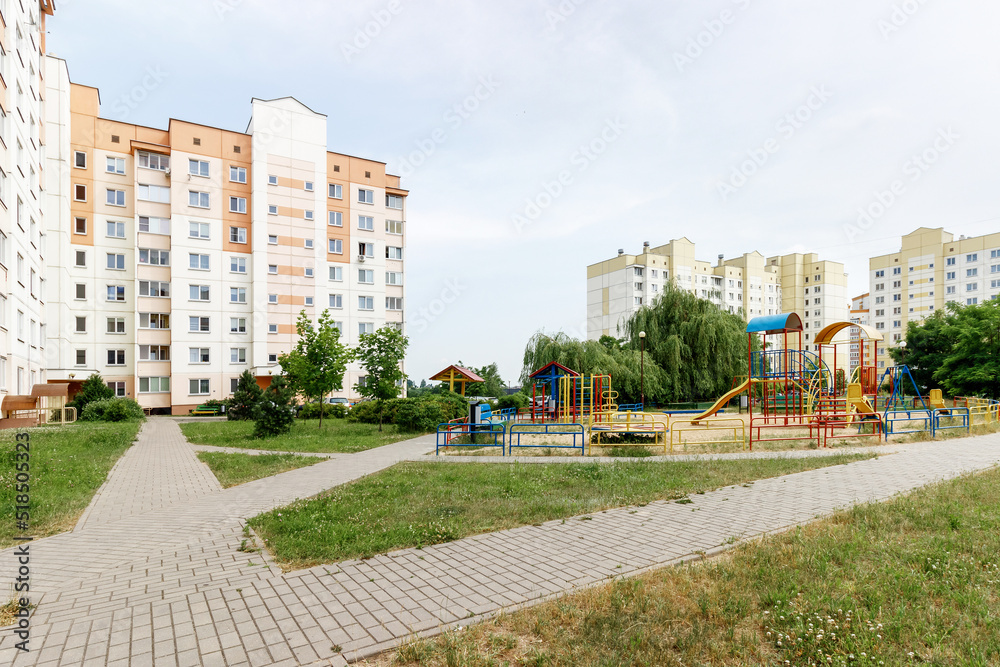 Courtyard in a residential area with children's playground Courtyard in a residential area with children's playground