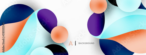 Flowing geometric shapes minimalist abstract background. Round shapes and circles. Wallpaper for concept of AI technology, blockchain, communication, 5G, science, business