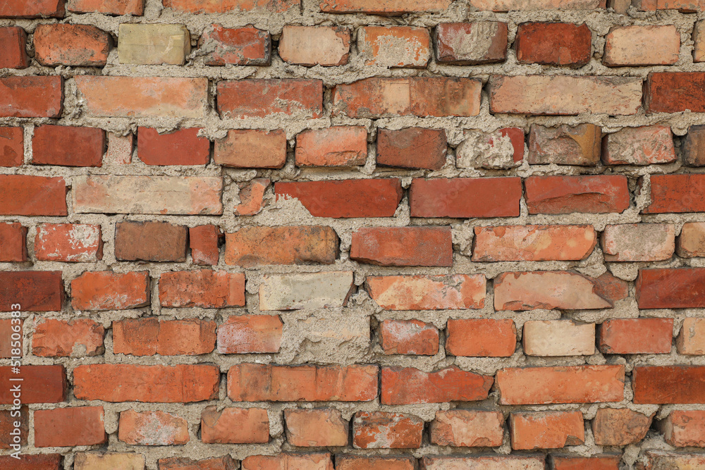 Texture of old red brick wall as background Texture of old red brick wall as background