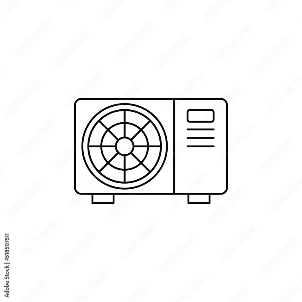 Ac outdoor unit icon in line style icon, isolated on white background Ac outdoor unit icon in line style icon, isolated on white background