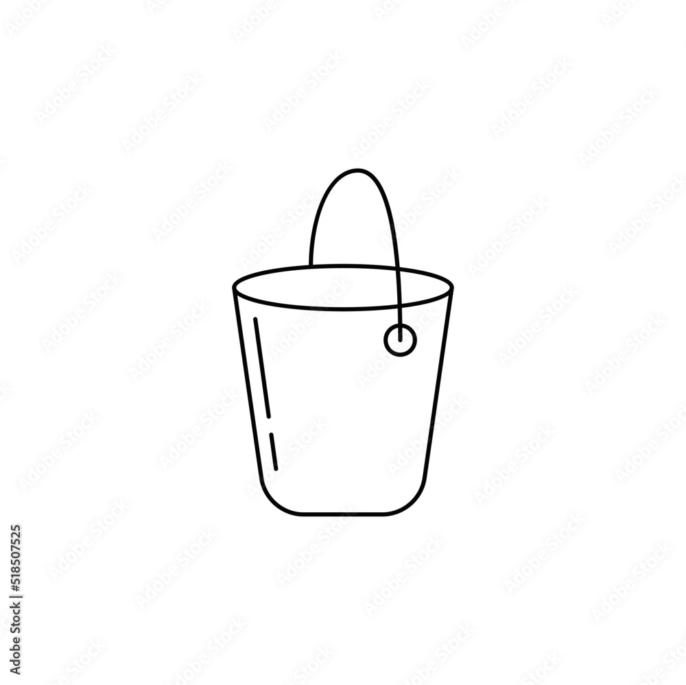 Bucket, pail bucket icon in line style icon, isolated on white background Bucket, pail bucket icon in line style icon, isolated on white background