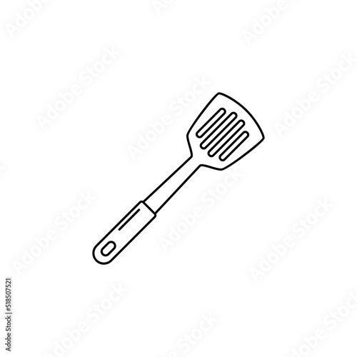 slotted spatula icon in line style icon, isolated on white background