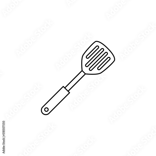 slotted spatula, turner spatula icon in line style icon, isolated on white background