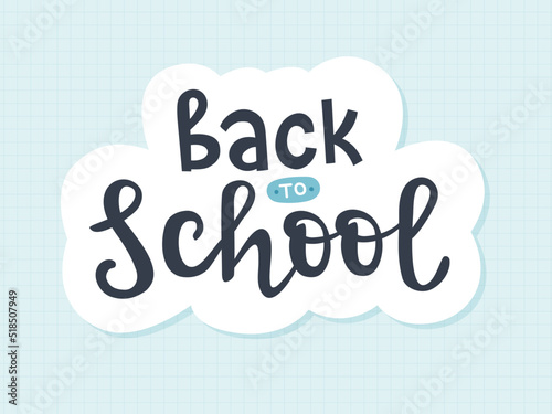 Back to school handwritten calligraphy for children. Cute colorful vector illustration