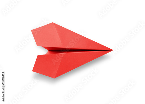 Red paper plane origami isolated on a white background