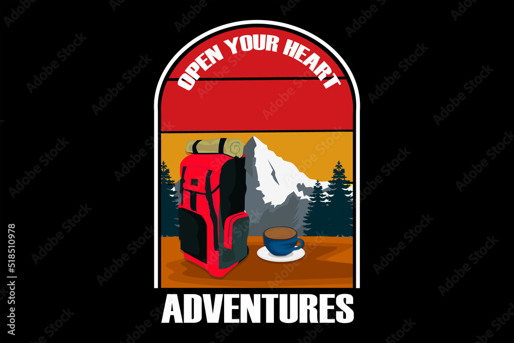 Open Your Heart Adventure Retro Design Landscape Open Your Heart Adventure Retro Design Landscape